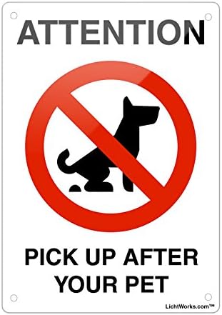 LichtWorks Dog Poop Metal Sign Pick Up After Your Pet, 12" x 8"