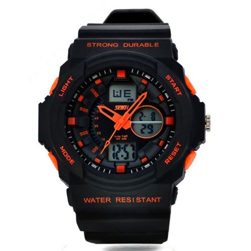 Sports Watch,Hot Sale! Waterproof Digital LCD Alarm Date Mens Military Sport Wrist LED Watch C(Orange)