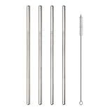 Stainless Steel Drinking Straws, Alotpower Metal Straws for 20 oz Tumbler, Fits RTIC Tumbler, Fits All Yeti Ozark Trail SIC & RTIC Tumblers(Cleaning Brush Included)