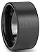 Men's Black Tungsten Carbide Matte Surface 14mm Flat Top Wedding Band Ring,Size 6-12