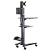 AW Rolling Computer Cart Adjustable Mobile PC Standing Workstation with Monitor Mount Keyboard Tray Printer CPU Holder Wheels for Shop Home Office Black