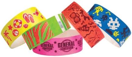 1 Inch Tyvek Wristbands - Tiger Design - Field Trips - Outdoor Events Control - Yellow Color - 500 Units Per Pack