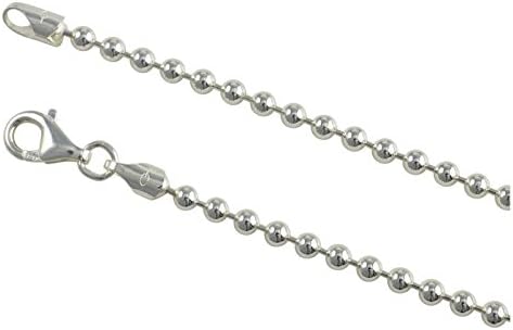 Sterling Silver Bead Ball 3mm 22" Necklace Chain Solid Italian Italy Dog Tag Jewelry