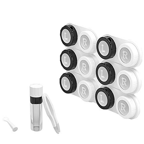 Colored Contact Lens Case, Women Men Hard RGP Contact Lens Organizer Case Travel Holder - No Leak Seal Washer - FDA Approved,6 Pack (Note : only Contact Lens case,No Colorful Contact Lenses )