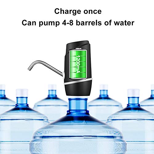 Water Bottle Pump, KOMAKE 5 Gallon Water Pump Dispenser USB Charging Electric Drinking Water Dispenser Portable Water Bottle Dispenser Switch for 2-5 Gallon - Thumbnail 3