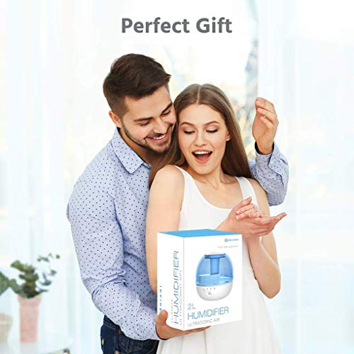 GENIANI Ultrasonic Cool Mist Humidifier - Premium Quality 2L Water Tank Humidifiers for Bedroom/Living Room/Baby with Night Light - Auto Shut Off and Filter-Free, 2-Year Warranty (2020 Edition) - Thumbnail 6