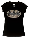 DC Comics Women's Batman Black And Gold Jeweled Graphic T-Shirt - Medium