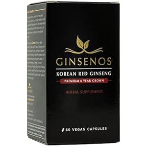 Ginsenos Korean Red Panax Ginseng 1700mg - 60 Vegan Capsules - Extra Strength Whole Root 6 Year Ginseng Pills - Natural…
