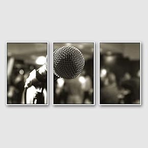Framed Canvas Wall Art for Living Room, Bedroom Microphone Canvas Prints for Modern Home Decoration Ready to Hang - 16"x24"x3 Panels