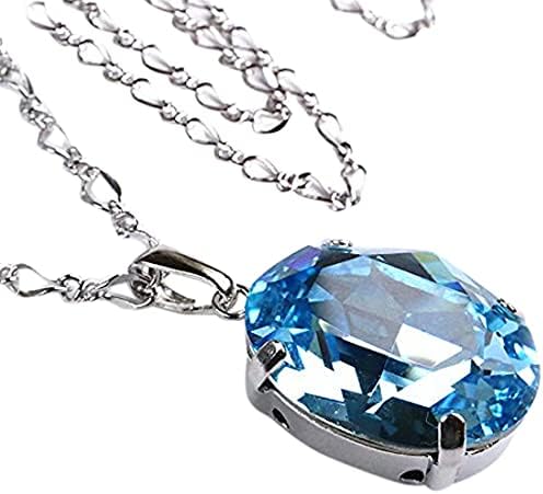 Amazon ネックレス スワロフスキー レディース 大粒 12月 アクアマリン ロングネックレス 夏 春 秋 冬 クリスマス アクセサリー ハンドメイド ネックレス 通販