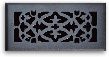 Truaire C164-OMB 04X12(Duct Opening Measurements) Decorative Floor Grille 4-Inch by 12-Inch Ornamental Scroll Floor Diffuser, Matte Black Finish