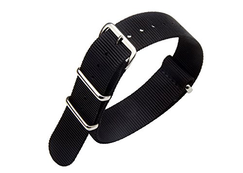 Watch Bands Canvas Fabric Wristband Ballistic Nylon Straps 18mm Black Stainless Steel Buckle