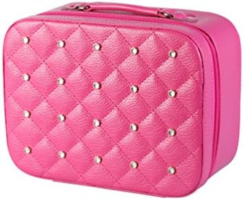 Lwind Portable Makeup Bag, Two Sizes of Multi-Function Diamond Zippers Storage Boxes for Cosmetics, Gadgets, Travel, etc (Pink)