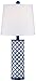 Gisele Modern Table Lamp Blue Lattice Column Diamond Markings White Drum Shade for Kids Room Bedroom Bedside Nightstand - 360 Lighting