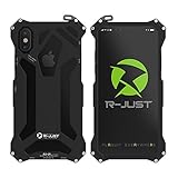 iphone X case,Feitenn Hybrid Armor Alloy Aluminum Metal Bumper case Anti-scratch Sturdy Hard Metallic Military Heavy Duty Case for iphone X (Black)