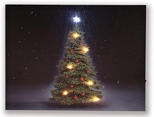 Hong Art-Framed Wall Art Christmas Tree Lighted Canvas Prints- Battery Operated for Home Decoration -Father's Day-12x16 Inch HA-17-CP-049