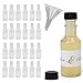 Primebaker Mini 50ml Liquor Bottles – Set of Clear Plastic Alcohol Shot Bottle with Black Cap - Great for Weddings, Party Favors and Events – Bonus Liquid Plastic Funnel (24, 3.9”)