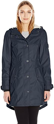 1 Madison Women's Matte Pu Rain Hooded Anorak Jacket