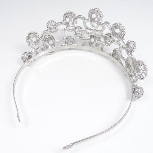 EVER FAITH Halloween Skull Hair Band Tiara Clear Austrian Crystal Silver-Tone
