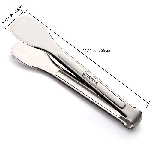 Tenta KitcheKitchen Tongs Stainless Steel Buffet serving utensils Salad BBQ Tongs Heavy Duty Serving Food Tongs for Frying,Cooking,Clipping Toast Bread,Grilling,Pastry, Sandwich,12 Inch (3 Pack)