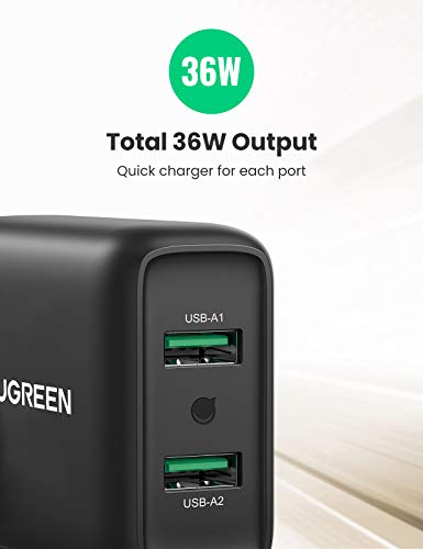 UGREEN USB Oplader 36W QC 3.0 USB Snellader Charger 2 Poorts Oplader voor iPhone 12 12 Mini 12 Pro 12 Pro Max Galaxy S21… - Afbeelding 4