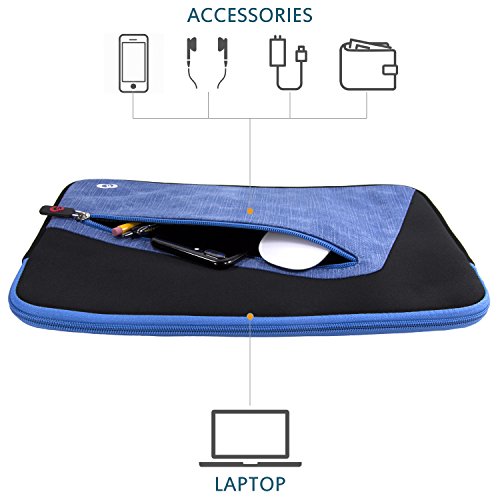 NX Slim Neoprene Protective Laptop Sleeve 11-12 inch, 360 Water Resistant PC Cover Case for MacBook Air 12, Microsoft Surface Pro, Chromebook (Black Blue)