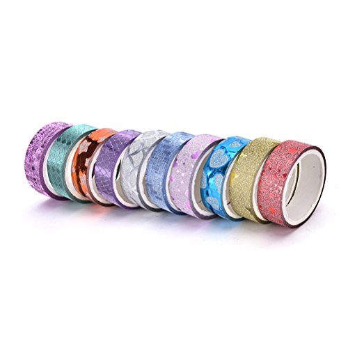 Yexpress Glitter Washi Masking Tape Set of 30 Rolls - Decorative Craft Tape Great for Arts, DIY and Scrapbook, Gift Wrapping, Masking Paper Decoration Tape