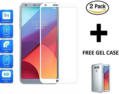 Screenzies [2 PACK] LG G6 Full Cover Tempered Glass Screen Protector (Black) with FREE Gel Case offering 360 Degree Complete Protection - Anti Fingerprint - Anti Dust - 9H Hardness