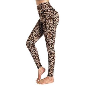 YUYOGAP Dames Yoga Broekzakken Luipaardprint Hoge Taille Workout Leggings Hardloopbroek
