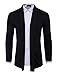 DAVID.ANN Men's Long Sleeve Draped Open Front Shawl Collar Longline Cardigan,Black,Medium