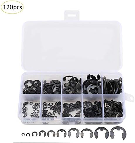 Keptfeet Muti Size Stainless steel Opening Snap Ring E-Clip External Retaining Ring Assortment Set with Transparent Case