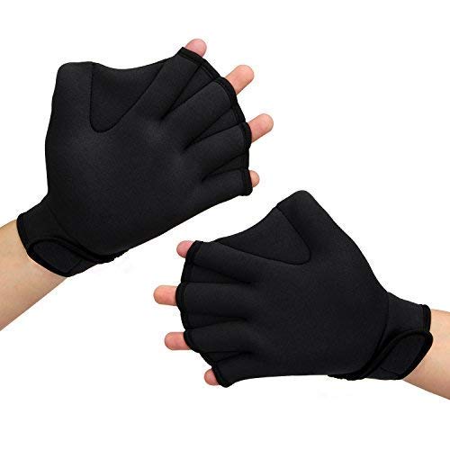 Diving Gloves Swimming Aquatic Gloves Swim Gloves Aquatic Fitness Water Resistance Training Aqua Fit Webbed Gloves Swim Pins for Water Surfing Swimming Paddle Diving Fingerless Gloves Paddle Gloves
