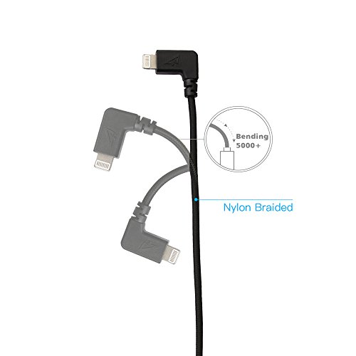 RCGEEK DJI Mavic Pro Air Lightning to Micro USB Cable 1ft Right Angle Nylon Braised for DJI Mavic Air Mavic Pro Spark, Black - Thumbnail 2