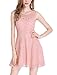 Allegra K Women's Sleeveless Semi Sheer Yoke Floral Lace Mini Flare Dress XS Pink