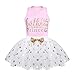 Alvivi Baby Toddlers Girls' Birthday Outfits Racer-Back Shirt with Shiny Polka Dots Tutu Skirt 2pcs Set Pink 12-18 Months