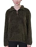 Jjyee Womens Sherpa Pullover Frosty Tipped Pile Pullover Double-Sided Hoodie 1/4 Zip Womens Fleece Fuzzy Sweatshirt