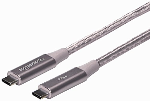 Amazon Basics Cable de carga rápida de doble trenzado de nailon USB-C a USB-C 3.1 Gen 2 (10Gbps), 3A - 3 pies, gris oscuro