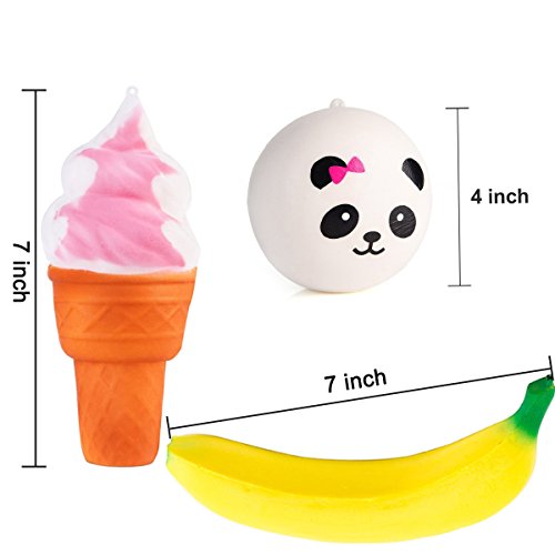 Symfury 30 Pack Squishies Slow Rising 3 Jumbo 9 Medium 18 Mini Toys Easter Egg Stuffers Animal Cake Donut Cat Panda Fruit Ice Cream Food Banana Kids Party Favors Soft Scented for Boys Girls Adults - Thumbnail 3