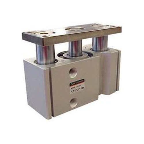 SMC MGQL12-20 Aluminum Air Cylinder with Guide Rod Plate, Ball Bushing Bearing, Compact, Double Acting, Switch Ready, Rubber Cushion, 12 mm Bore OD, 20 mm Stroke, 6 mm Rod OD, M5 x 0.8