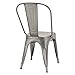 Adeco Metal Stackable Industrial Chic Dining Bistro Cafe Side Chairs (Set of 2), Silver Gun Metal