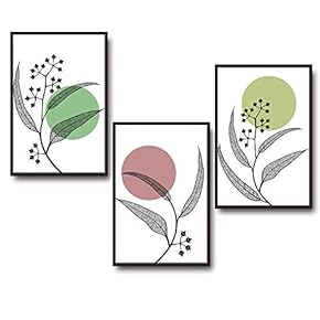 3 Piece Framed Canvas Wall Art for Living Room, Bedroom Leaf Theme Canvas Prints for Home Decoration Ready to Hang - 16"x24"x3 Panels