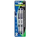 BAZIC Continental Blue Jumbo Ink Tank Needle-Tip Gel Ink Pen with Grip, 2 per Pack