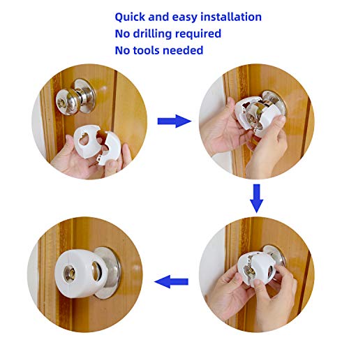 Door Knob Safety Cover for Kids,TUSUNNY Baby Safety Door Handle Cover,Easy to Install and Remove on Doors,Universal Design- FIT Most KNOBS,Child Proof Doors - Toddler and Baby Safety(4 Pack)