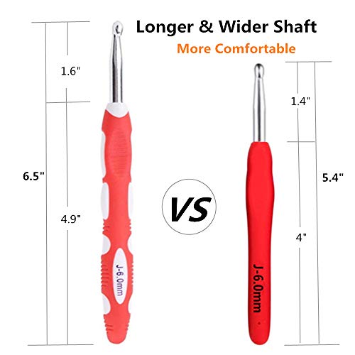 Ergonomic Crochet Hooks Set with Soft Grip, Crochet Hooks with Case for Arthritic Hands, Size from 2.0mm to 6.0mm(B~J) - Thumbnail 4