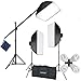 StudioFX H9004SB2 2400 Watt Large Photography Softbox Continuous Photo Lighting Kit 16" x 24" + Boom Arm Hairlight with Sandbag H9004SB2 by Kaezi primary