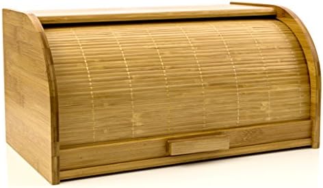 Intriom Bamboo Roll Top Bread Box Pastry Storage