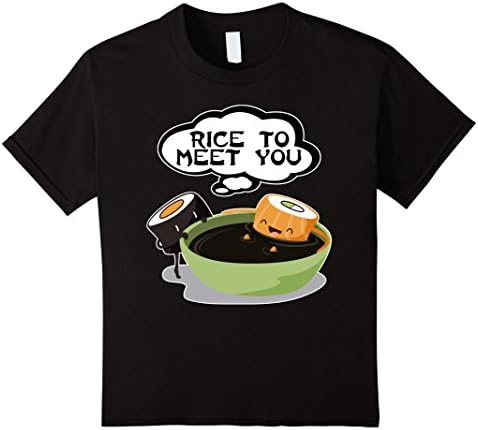Kids RICE TO MEET YOU - Funny Sushi Couples Japanese Pun T Shirt 12 Black