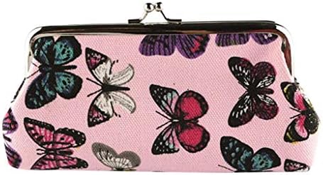 Clearance! Quistal Women Lady Girls Small Butterfly Wallet Coin Hasp Purse Clutch Handbag Bag (Pink)