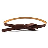 Womens Adjustable Leather Belts Fashion Skinny Minimalism Waist Strap Tan Brown 43