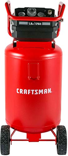 Craftsman Air Compressor, Max 175 Psi 20 Gallon 1.8 HP Heavy Duty Compressor Oil-Free, 145-175 Psi Range, 4 CFM@90psi Electric Air Compressor, Red- CMXECXA0232043